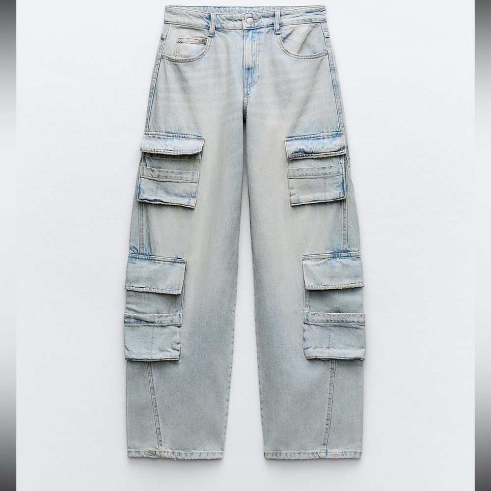 ZARA MID-RISE TRF CARGO JEANS
